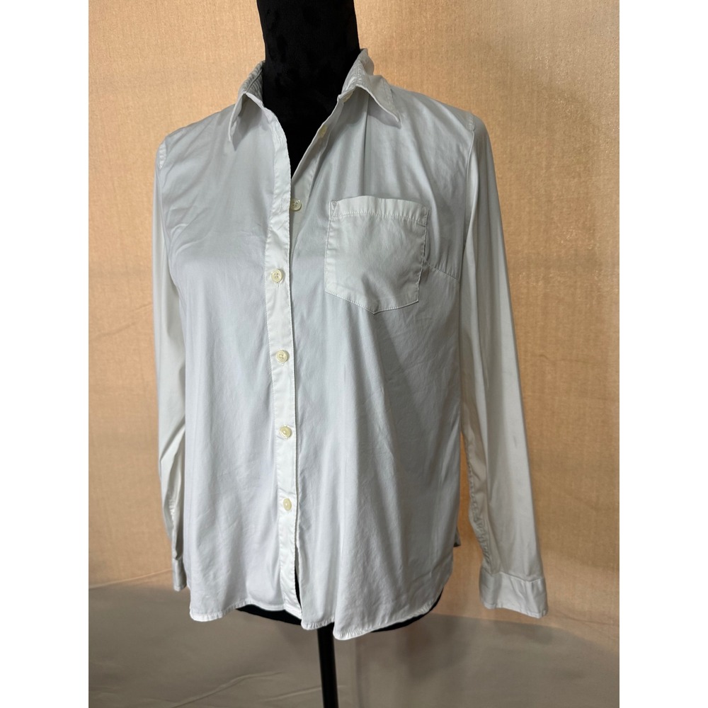 Banana Republic Womens White Button Down Long Sleeve Shirt Size S Small Cotton